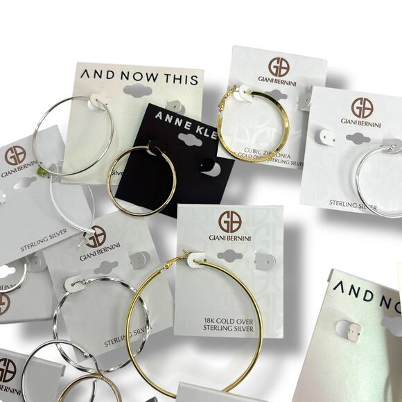 LOT OF Single / Broken Hoop Earrings Macy's Brands Gold Sterling Silver Craft - Picture 4 of 5